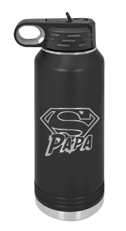 Super Papa - Customizable Laser Engraved Water Bottle (Etched)