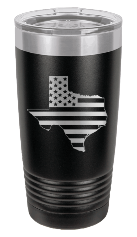 Texas State American Flag Laser Engraved Tumbler (Etched)
