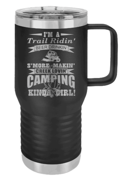 Trail Riding Camping Girl Laser Engraved Mug (Etched)
