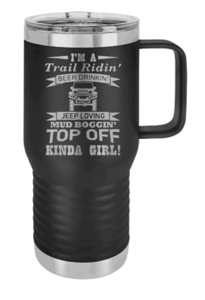 Trail Riding Jeep Girl Laser Engraved Mug (Etched)