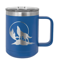 Load image into Gallery viewer, Wolf Howling at The Moon Laser Engraved Mug (Etched)
