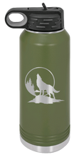 Load image into Gallery viewer, Wolf Howling at The Moon Laser Engraved Water Bottle (Etched)
