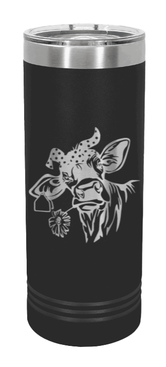 Cow with Bandana Laser Engraved Skinny Tumbler (Etched)