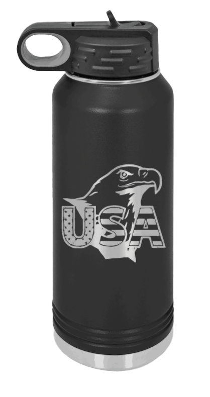 USA Eagle Laser Engraved Water Bottle (Etched)