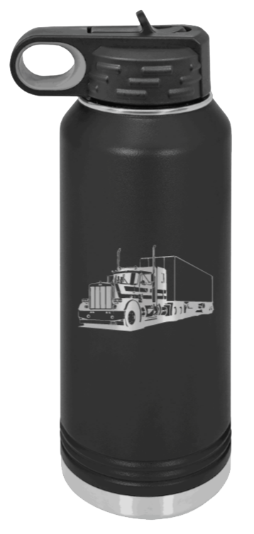 Semi Truck 2 Water Bottle Laser Engraved (Etched)