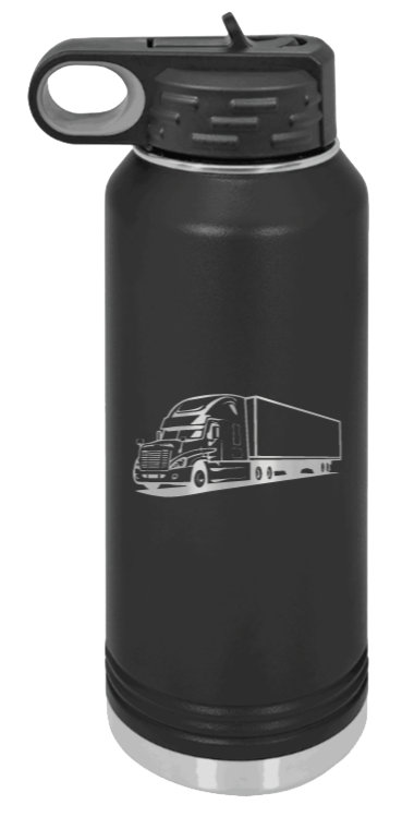 Semi Truck Water Bottle Laser Engraved (Etched)
