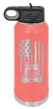 Load image into Gallery viewer, Semi Truck Flag Water Bottle Laser Engraved (Etched)
