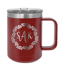 Load image into Gallery viewer, Monogram Wreath 1 - Customizable Laser Engraved Mug (Etched)
