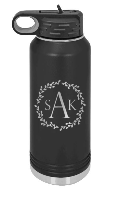Wreath 3 - Customizable Laser Engraved Water Bottle  (Etched)