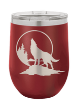 Load image into Gallery viewer, Wolf Howling at The Moon Laser Engraved Wine Tumbler (Etched)
