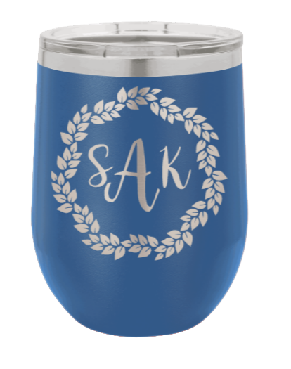 Wreath 1  - Customizable Laser Engraved Wine Tumbler (Etched)