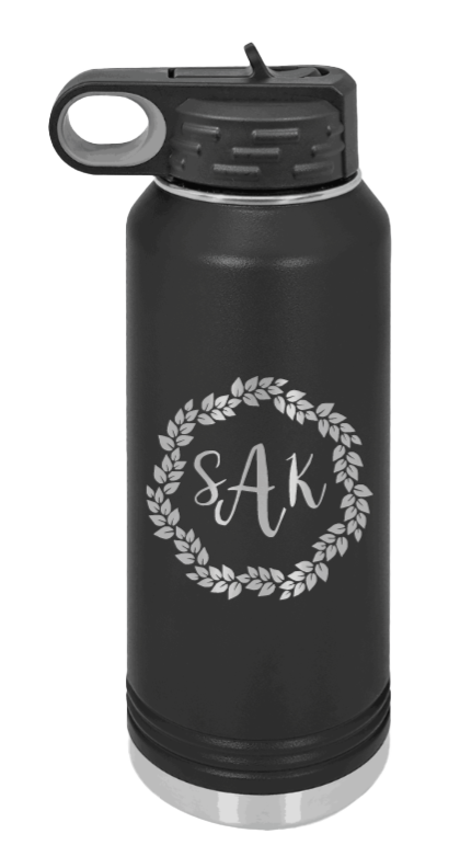 Wreath 1  - Customizable Laser Engraved Water Bottle (Etched)