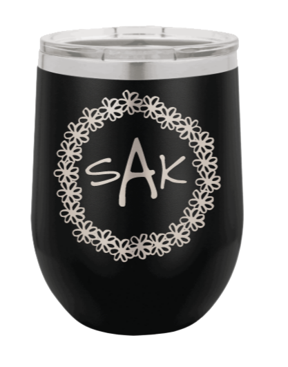 Wreath 2 - Customizable Laser Engraved Wine Tumbler (Etched)