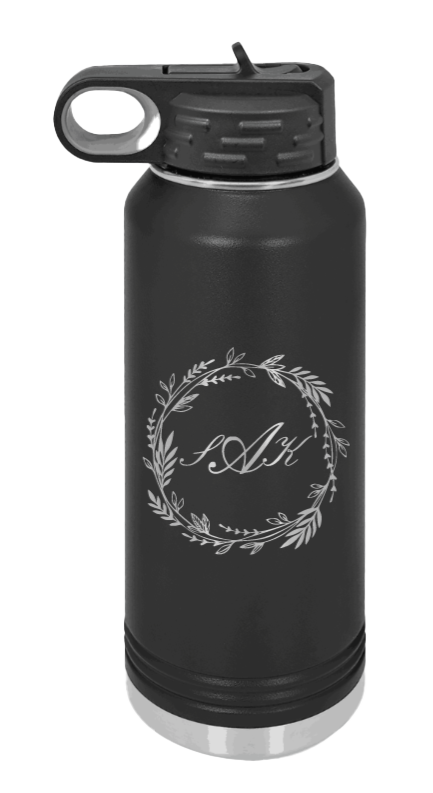 Wreath 4 - Customizable Laser Engraved Water Bottle (Etched)