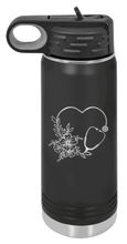 Load image into Gallery viewer, Heart Flower Stethoscope Laser Engraved Water Bottle (Etched)
