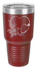 Load image into Gallery viewer, Heart Flowers Stethoscope Laser Engraved Tumbler
