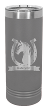 Load image into Gallery viewer, Horse Banner Laser Engraved Skinny Tumbler (Etched)
