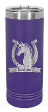 Load image into Gallery viewer, Horse Banner Laser Engraved Skinny Tumbler (Etched)

