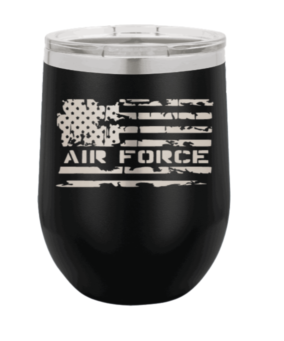 Air Force Flag Laser Engraved Wine Tumbler (Etched)
