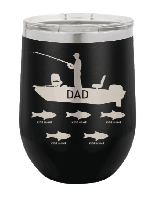 Dad Fishing - Customizable - Laser Engraved Wine Tumbler (Etched)