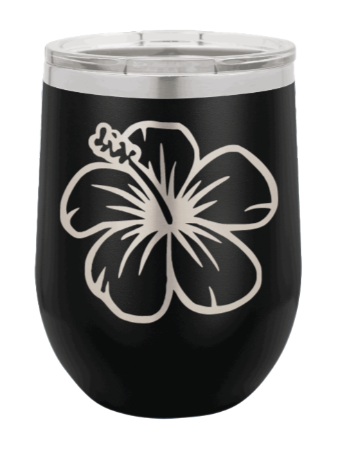Hibiscus Flower Laser Engraved Wine Tumbler (Etched)