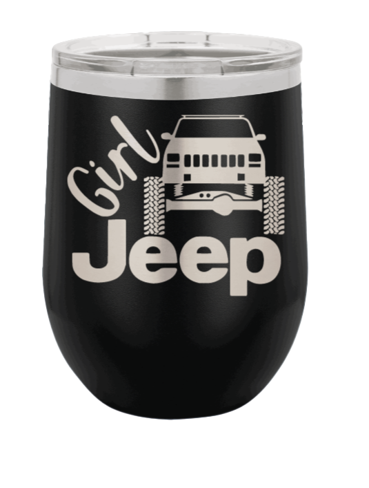 Girl Jeep Cherokee Laser Engraved Wine Tumbler (Etched)