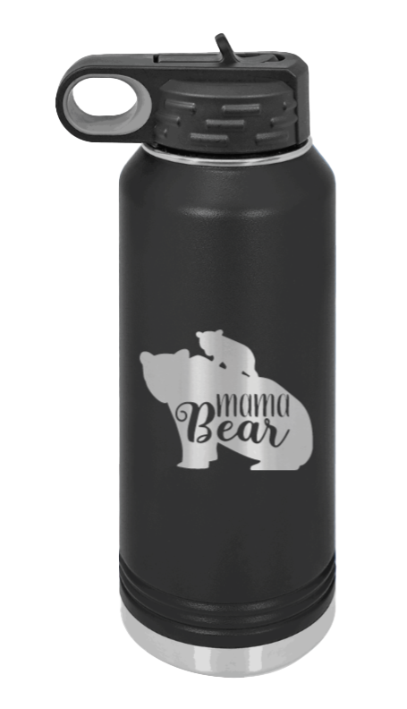 Mama Bear with Cub Laser Engraved Water Bottle (Etched)