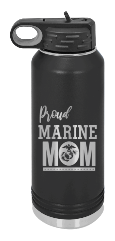 Proud U.S. Marine Corps Mom Laser Engraved Water Bottle (Etched)
