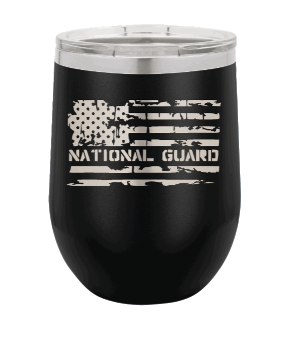 National Guard Flag Laser Engraved Wine Tumbler (Etched)