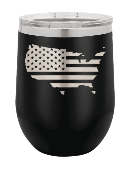 USA Flag Cutout Laser Engraved Wine Tumbler (Etched)