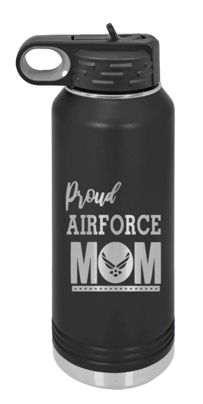 Proud U.S. Air Force Mom Laser Engraved Water Bottle (Etched)