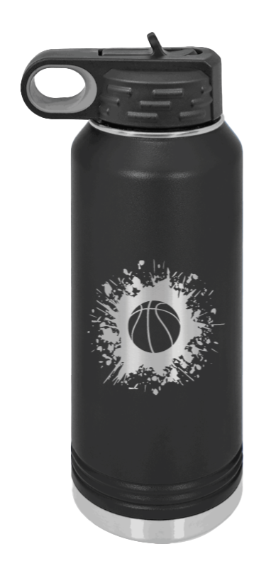 Basketball Design Water Bottle - Laser Engraved (Etched)
