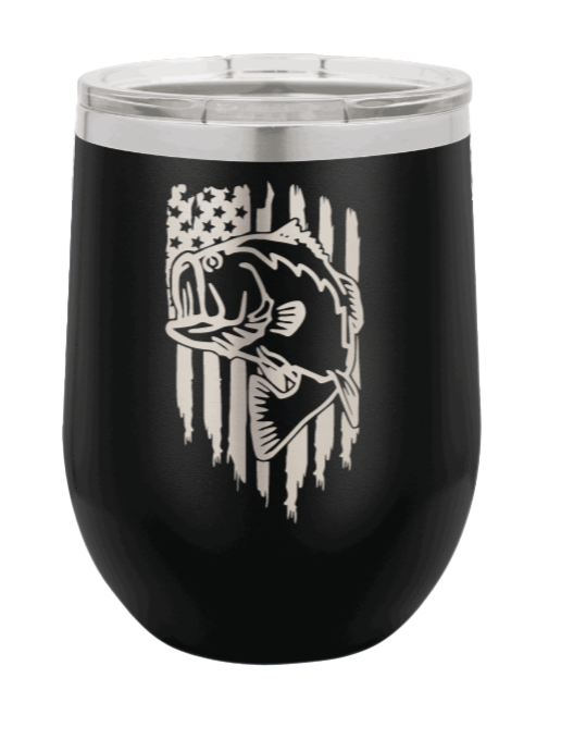 Bass - American Flag Laser Engraved Wine Tumbler (Etched)