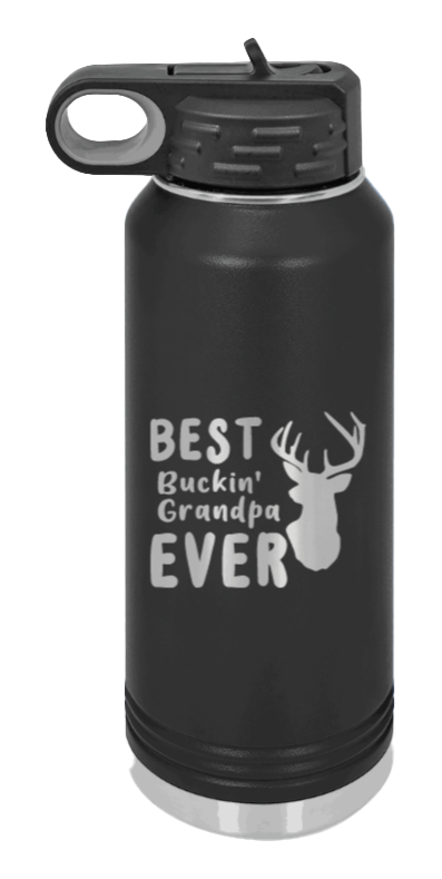 Best Buckin' Grandpa Laser Engraved Water Bottle (Etched)