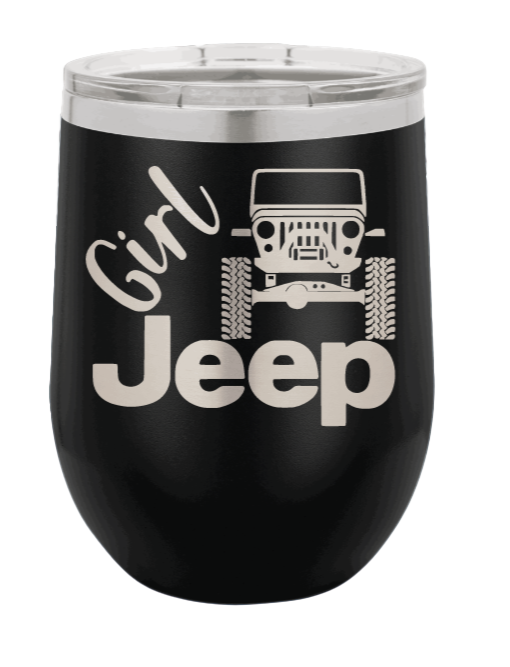 Girl Jeep CJ Laser Engraved Wine Tumbler (Etched)