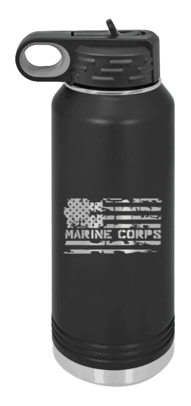 Marine Corps Flag Laser Engraved Water Bottle (Etched)