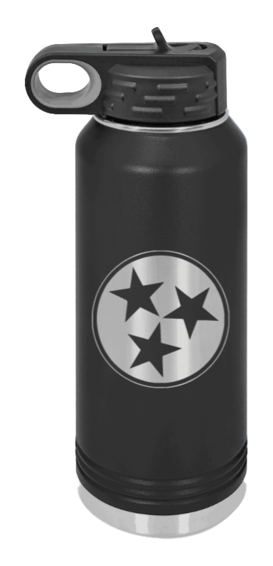 Tennessee Tri-Star Laser Engraved Water Bottle (Etched)