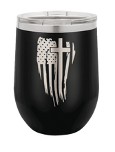 Load image into Gallery viewer, Cross Flag Vertical Laser Engraved Wine Tumbler (Etched)*
