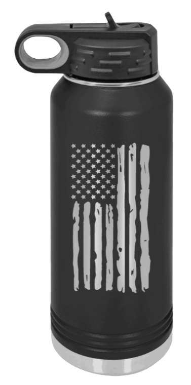 Distressed Flag Laser Engraved Water Bottle (Etched)