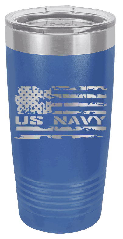 Navy Flag Laser Engraved Tumbler (Etched)