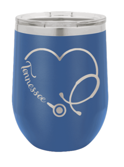 Tennessee Stethoscope Heart Laser Engraved Wine Tumbler (Etched)