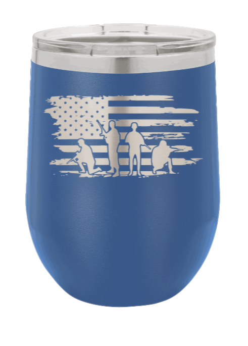 Vet Flag  (Veteran Flag) Laser Engraved Wine Tumbler (Etched)