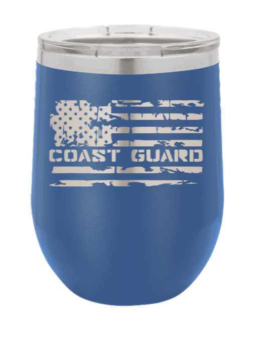 Coast Guard Flag Laser Engraved Wine Tumbler (Etched)