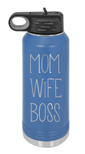 Load image into Gallery viewer, Mom Wife Boss Laser Engraved Water Bottle (Etched)
