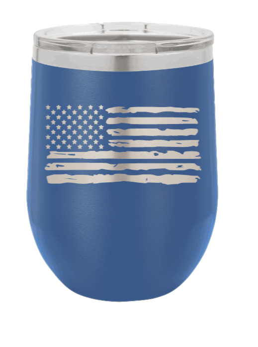 Distressed Flag Laser Engraved Wine Tumbler (Etched)