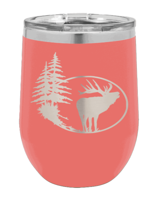 Elk and Trees Laser Engraved Wine Tumbler (Etched)