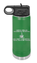 Load image into Gallery viewer, Coffee spelled backward EEFFOC Laser Engraved Water Bottle  - (Etched)
