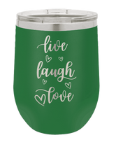 Load image into Gallery viewer, Live Laugh Love Laser Engraved Wine Tumbler (Etched)
