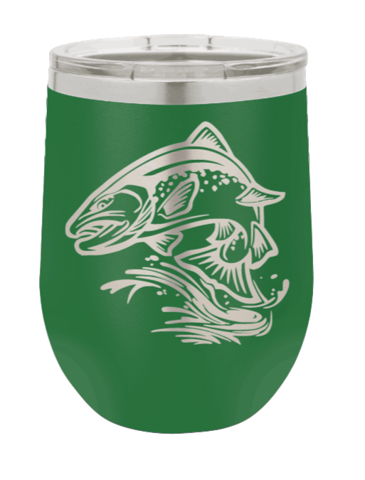 Salmon Jumping Laser Engraved Wine Tumbler (Etched)
