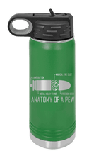 Load image into Gallery viewer, Anatomy of a Pew Laser Engraved Water Bottle (Etched)
